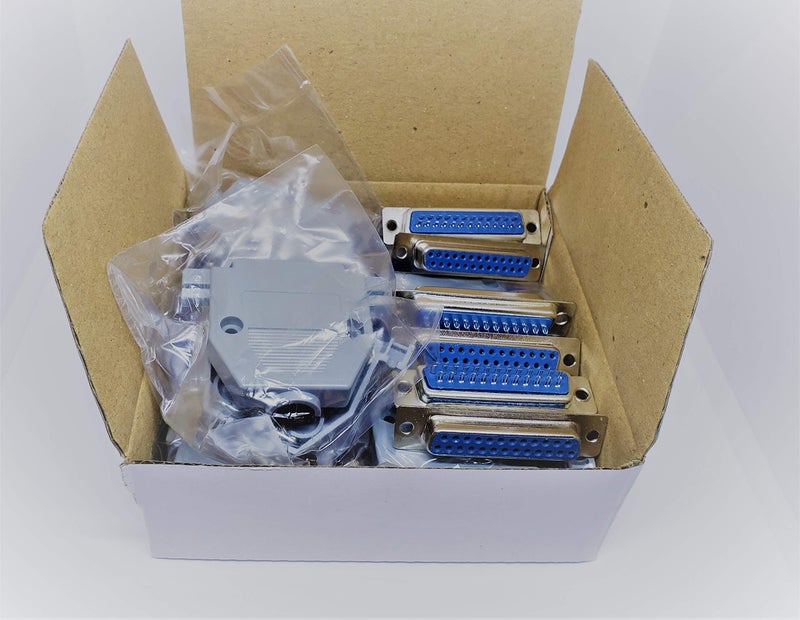 Connectors Pro - PC Accessories - 6 Sets Solder Cup DB25 Female + Plastic Hoods, 25 Pins D-Sub Connector & Hood Set, 12-Pack (6 DB25 Females + 6 Hoods) - Image 2